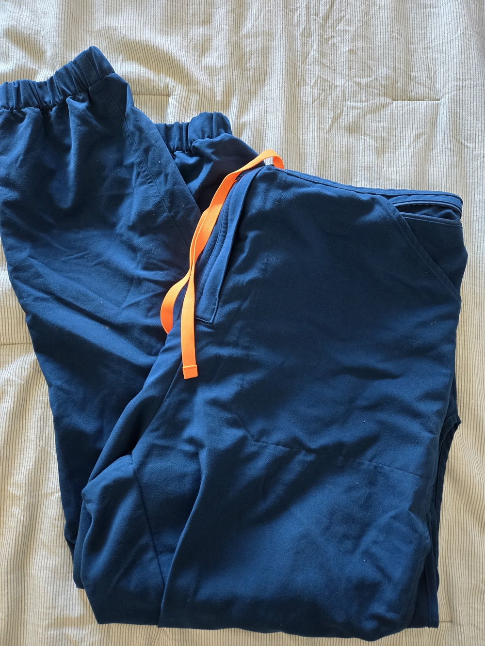 Figs Deep REEF  Scrub Jumpsuit Cuffed Pants with Bright Orange Drawstring